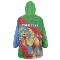 Personalised Eritrea Arabian Camel Wearable Blanket Hoodie Gerbera Flower Flag Color - Wonder Print Shop