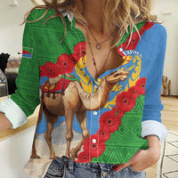 Personalised Eritrea Arabian Camel Women Casual Shirt Gerbera Flower Flag Color - Wonder Print Shop