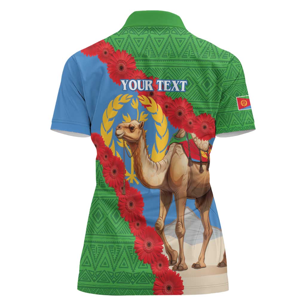 Personalised Eritrea Arabian Camel Women Polo Shirt Gerbera Flower Flag Color - Wonder Print Shop