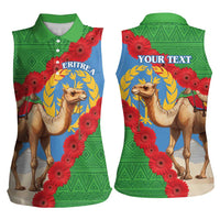 Personalised Eritrea Arabian Camel Women Sleeveless Polo Shirt Gerbera Flower Flag Color - Wonder Print Shop