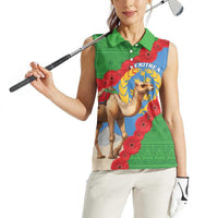 Personalised Eritrea Arabian Camel Women Sleeveless Polo Shirt Gerbera Flower Flag Color - Wonder Print Shop