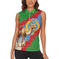 Personalised Eritrea Arabian Camel Women Sleeveless Polo Shirt Gerbera Flower Flag Color - Wonder Print Shop