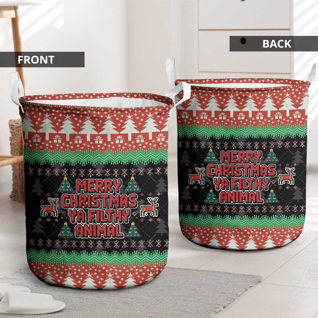 Merry Christmas Ya Filthy Animal Laundry Basket Retro Christmas Humor - Wonder Print Shop