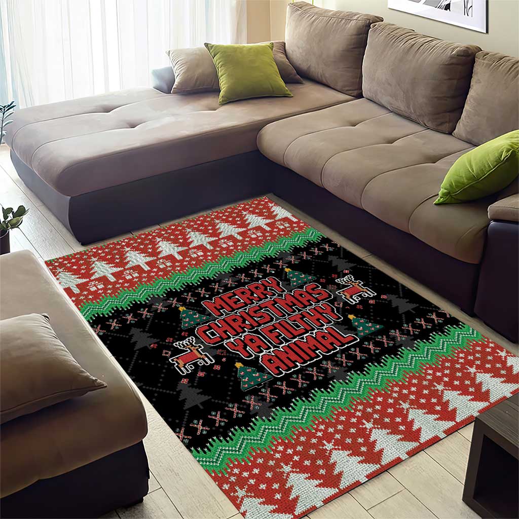 Merry Christmas Ya Filthy Animal Area Rug Retro Christmas Humor - Wonder Print Shop