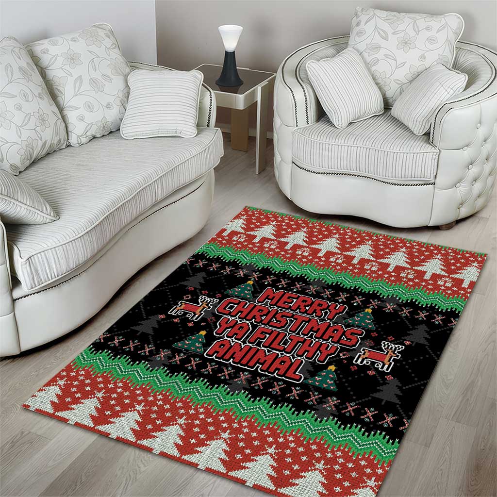 Merry Christmas Ya Filthy Animal Area Rug Retro Christmas Humor - Wonder Print Shop