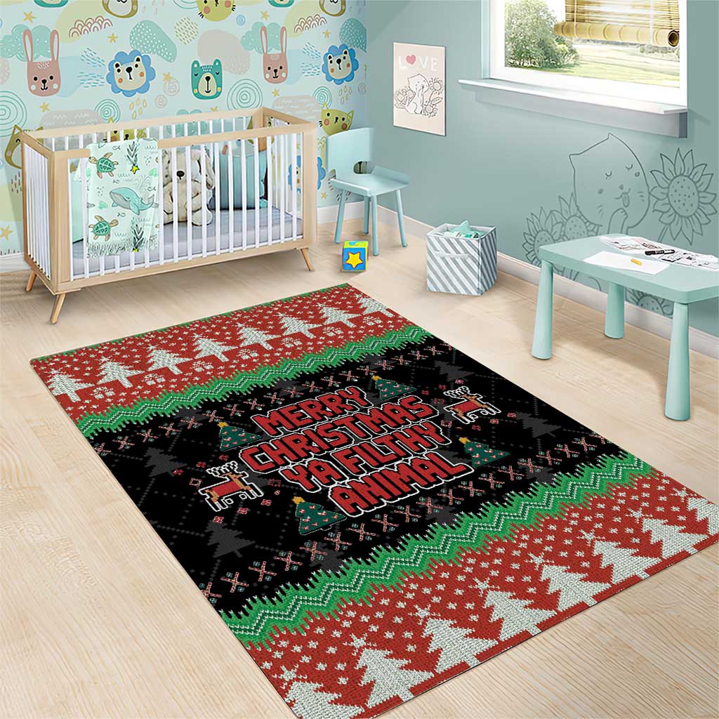 Merry Christmas Ya Filthy Animal Area Rug Retro Christmas Humor - Wonder Print Shop