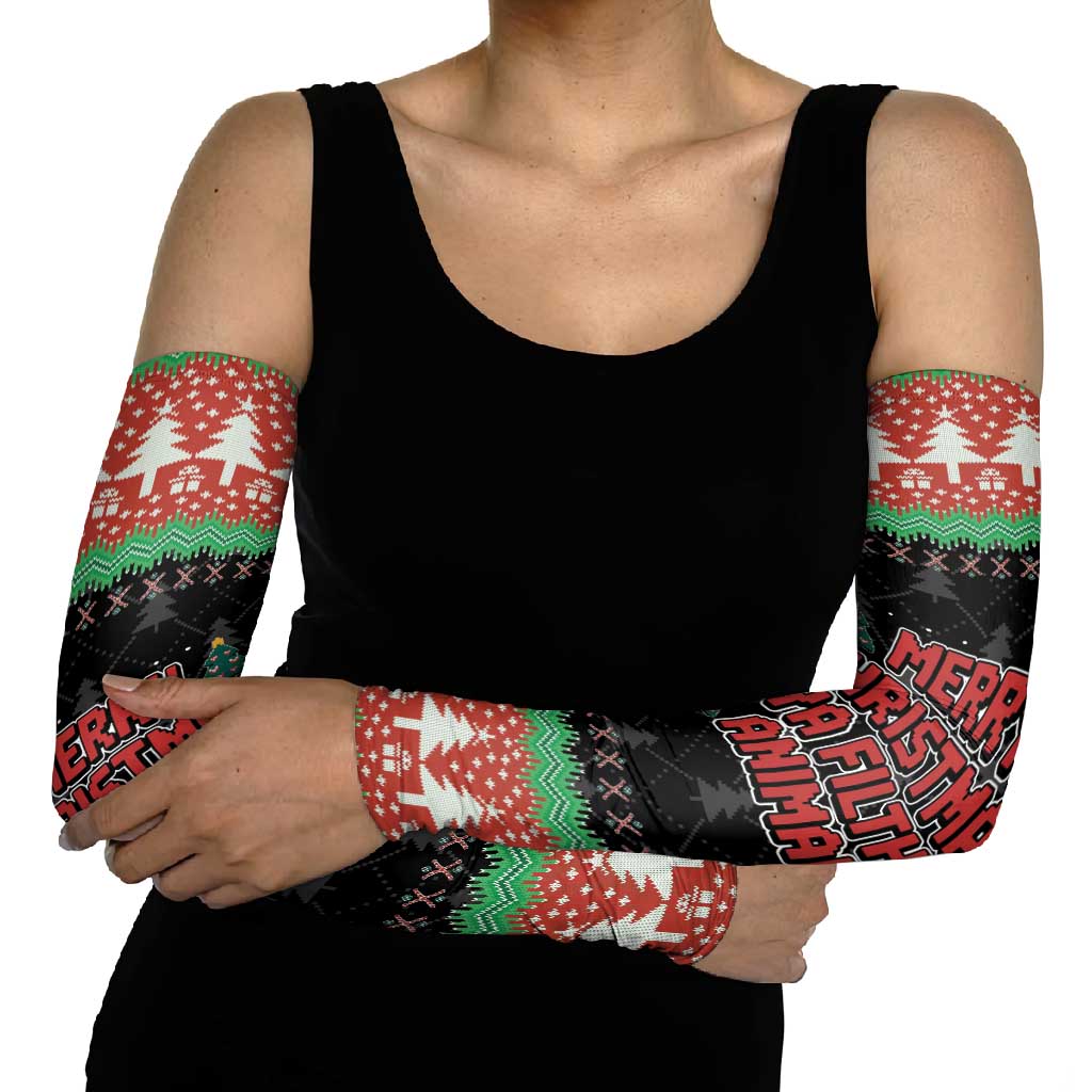 Merry Christmas Ya Filthy Animal Arm Sleeves Retro Christmas Humor - Wonder Print Shop
