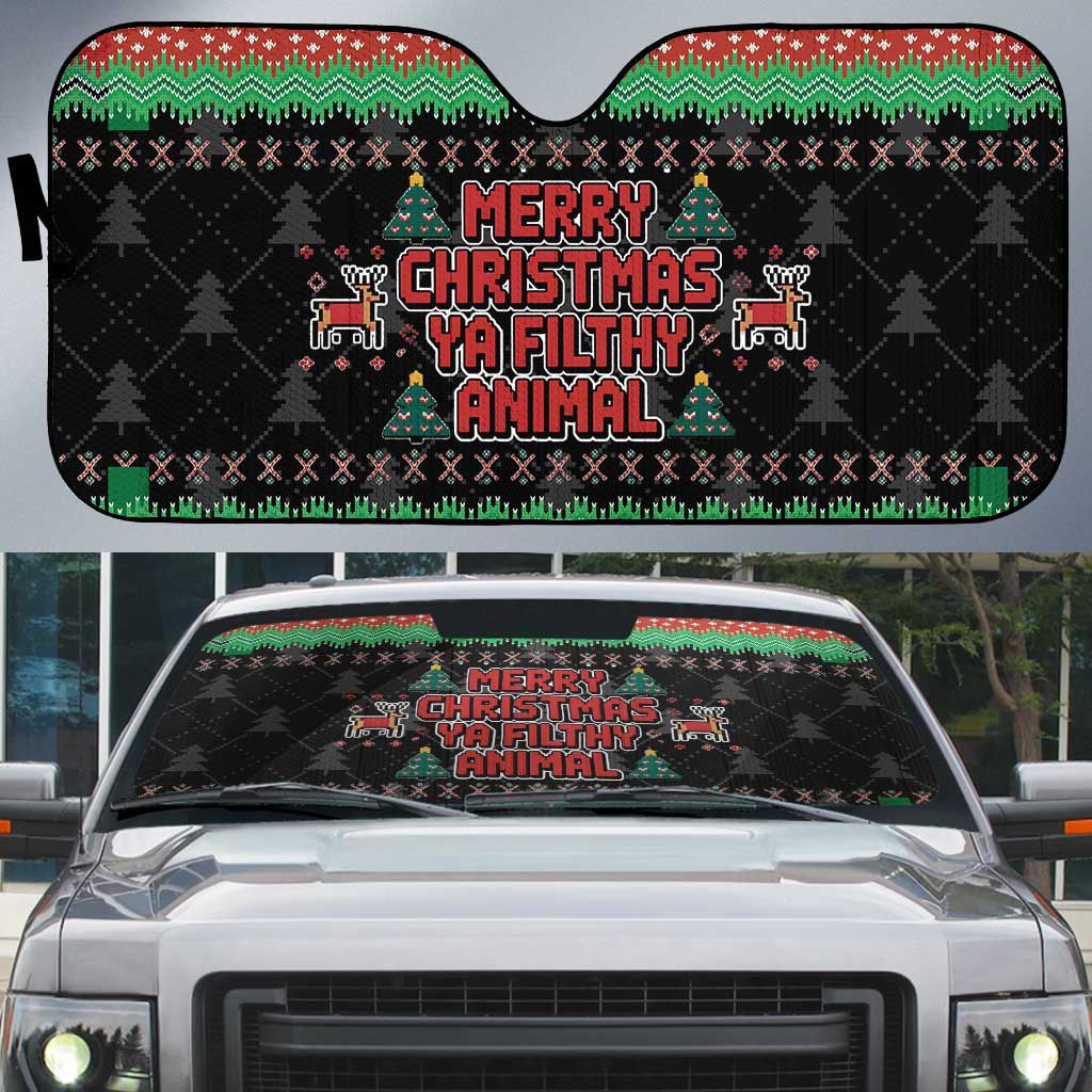Merry Christmas Ya Filthy Animal Auto Sun Shade Retro Christmas Humor - Wonder Print Shop