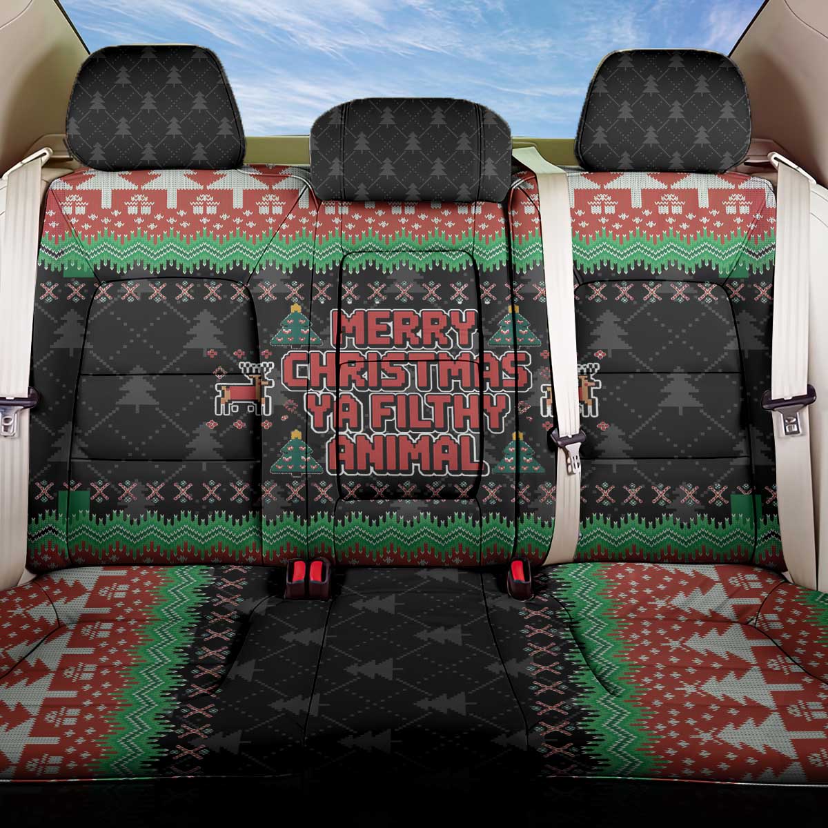 Merry Christmas Ya Filthy Animal Back Car Seat Cover Retro Christmas Humor - Wonder Print Shop