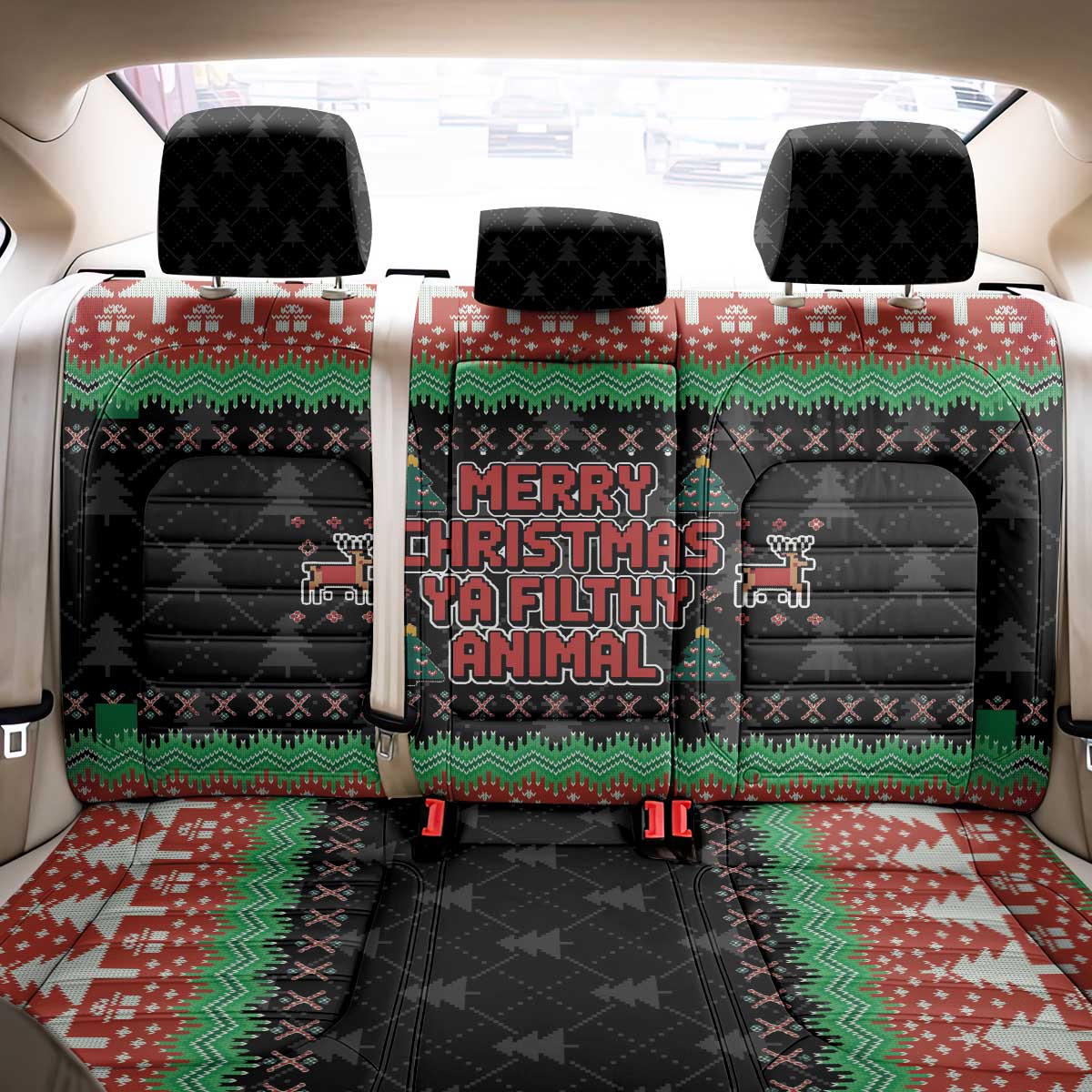 Merry Christmas Ya Filthy Animal Back Car Seat Cover Retro Christmas Humor - Wonder Print Shop