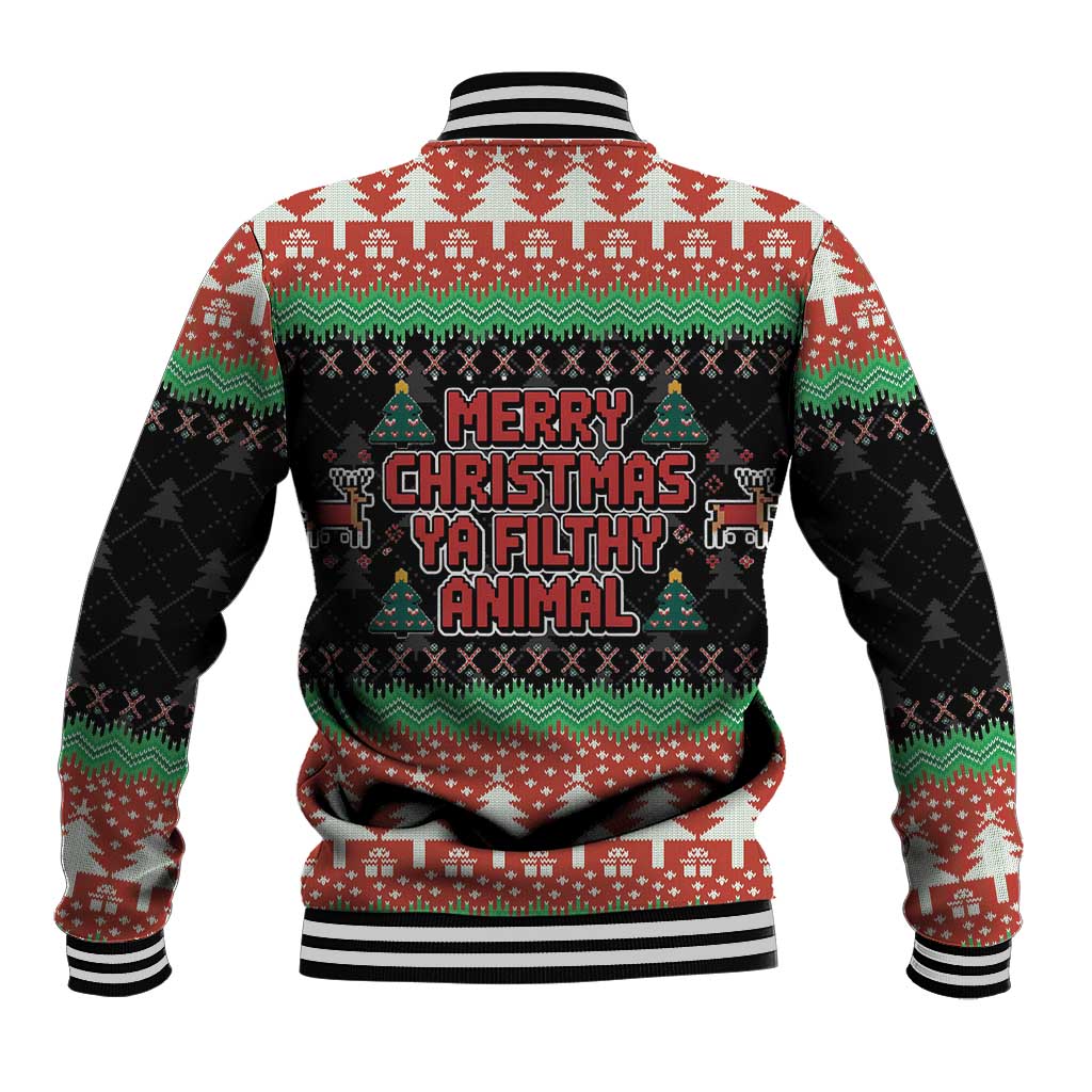 Merry Christmas Ya Filthy Animal Baseball Jacket Retro Christmas Humor - Wonder Print Shop
