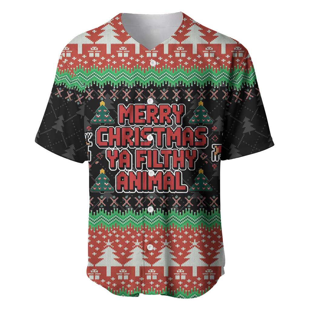 Merry Christmas Ya Filthy Animal Baseball Jersey Retro Christmas Humor - Wonder Print Shop