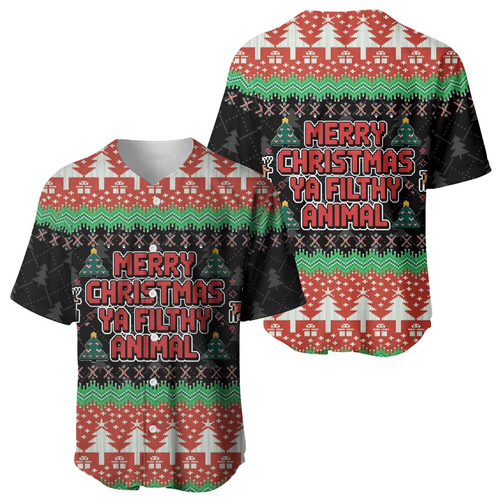 Merry Christmas Ya Filthy Animal Baseball Jersey Retro Christmas Humor - Wonder Print Shop