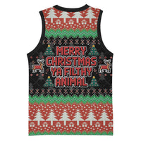 Merry Christmas Ya Filthy Animal Basketball Jersey Retro Christmas Humor - Wonder Print Shop