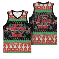 Merry Christmas Ya Filthy Animal Basketball Jersey Retro Christmas Humor - Wonder Print Shop
