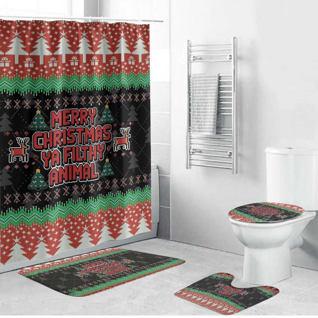 Merry Christmas Ya Filthy Animal Bathroom Set Retro Christmas Humor - Wonder Print Shop