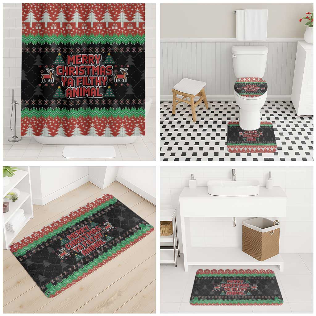 Merry Christmas Ya Filthy Animal Bathroom Set Retro Christmas Humor - Wonder Print Shop