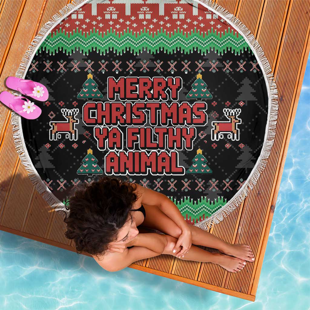 Merry Christmas Ya Filthy Animal Beach Blanket Retro Christmas Humor - Wonder Print Shop