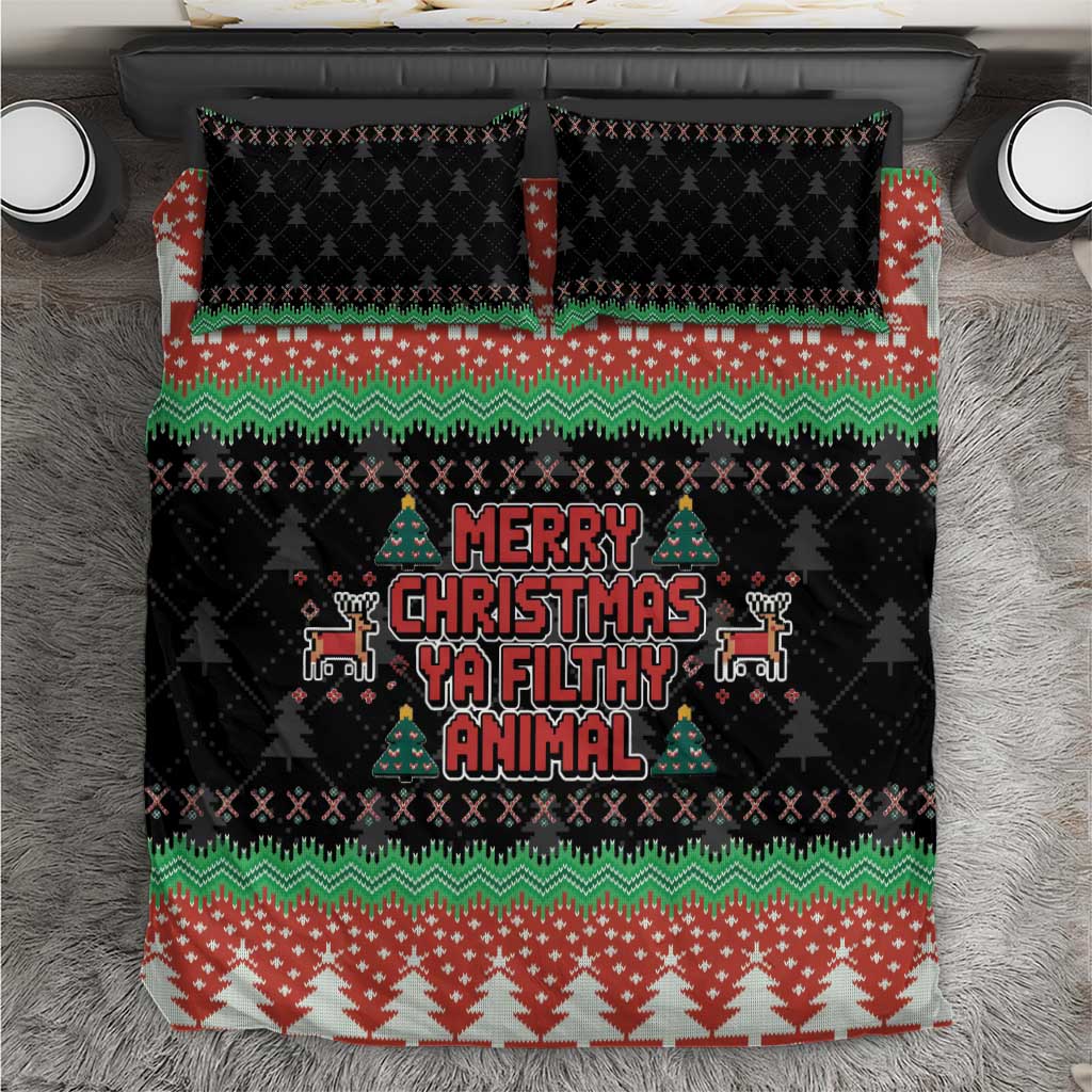 Merry Christmas Ya Filthy Animal Bedding Set Retro Christmas Humor - Wonder Print Shop