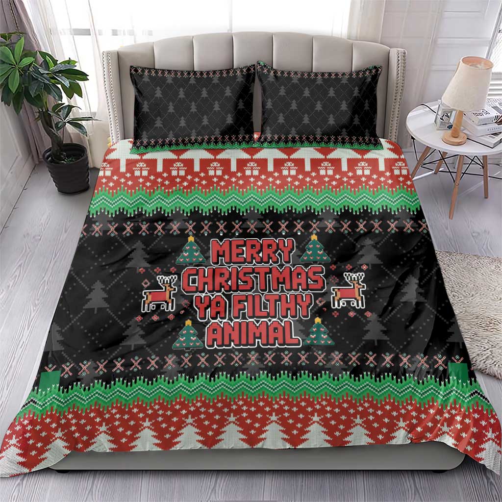 Merry Christmas Ya Filthy Animal Bedding Set Retro Christmas Humor - Wonder Print Shop