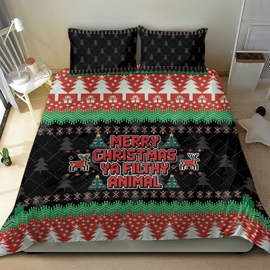 Merry Christmas Ya Filthy Animal Bedding Set Retro Christmas Humor - Wonder Print Shop