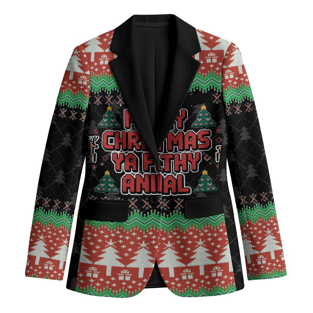 Merry Christmas Ya Filthy Animal Blazer Retro Christmas Humor - Wonder Print Shop