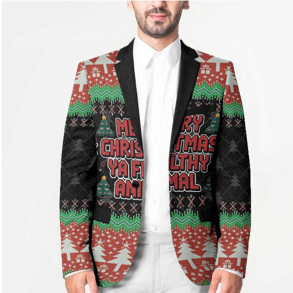 Merry Christmas Ya Filthy Animal Blazer Retro Christmas Humor - Wonder Print Shop