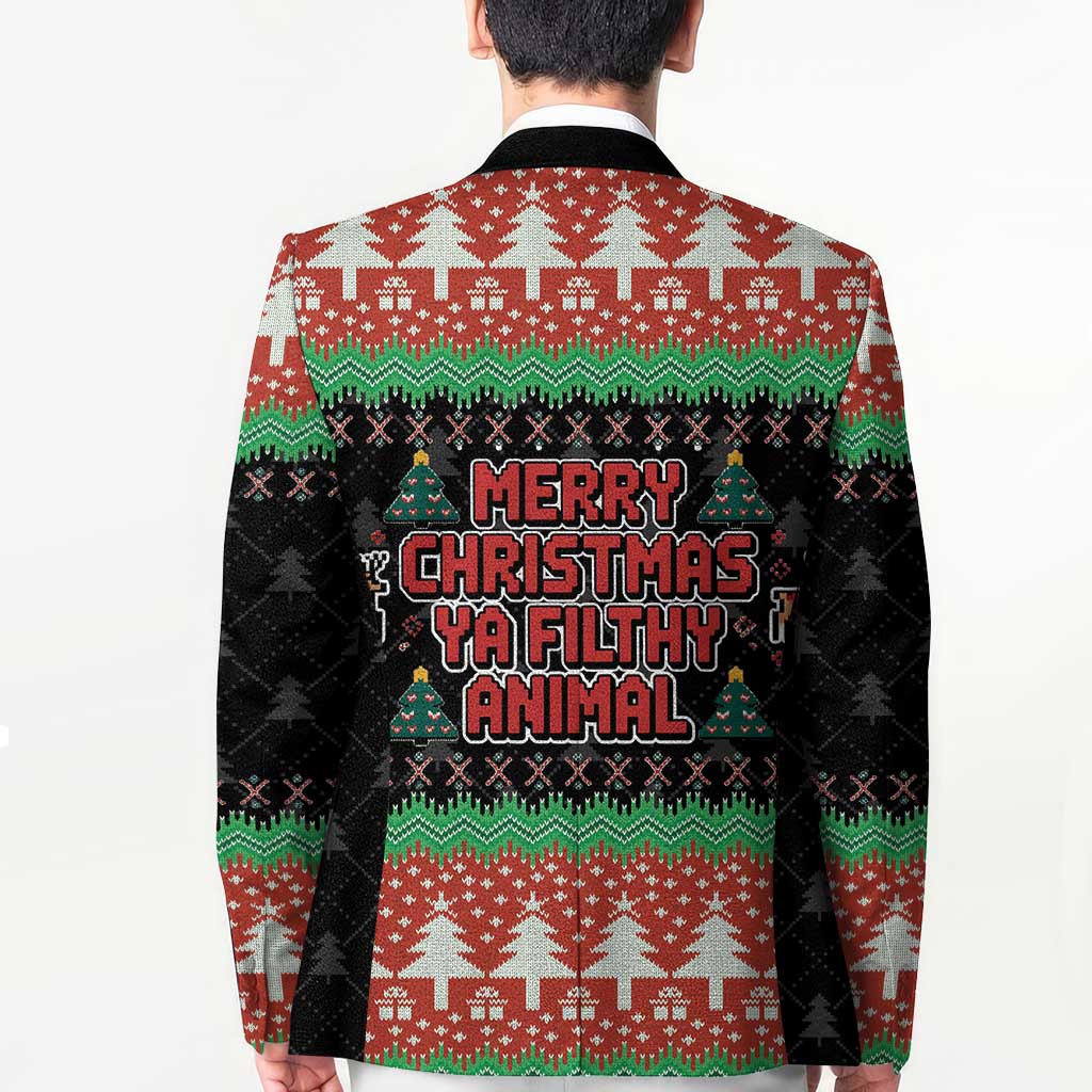 Merry Christmas Ya Filthy Animal Blazer Retro Christmas Humor - Wonder Print Shop