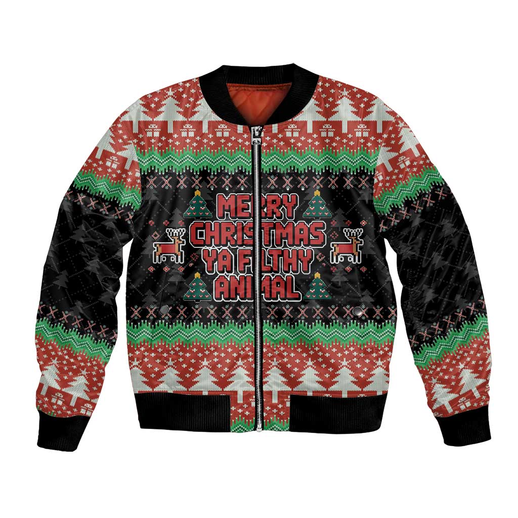 Merry Christmas Ya Filthy Animal Bomber Jacket Retro Christmas Humor - Wonder Print Shop