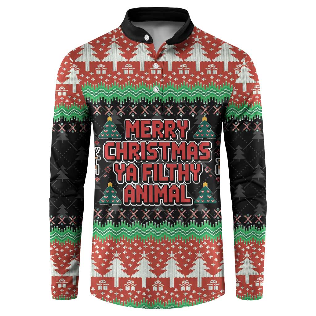 Merry Christmas Ya Filthy Animal Button Sweatshirt Retro Christmas Humor - Wonder Print Shop