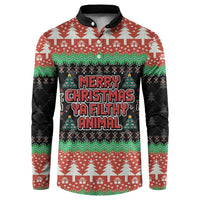 Merry Christmas Ya Filthy Animal Button Sweatshirt Retro Christmas Humor - Wonder Print Shop