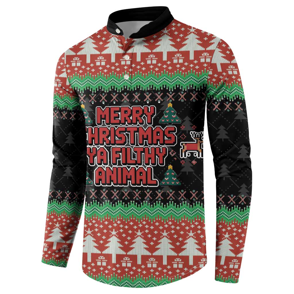 Merry Christmas Ya Filthy Animal Button Sweatshirt Retro Christmas Humor - Wonder Print Shop