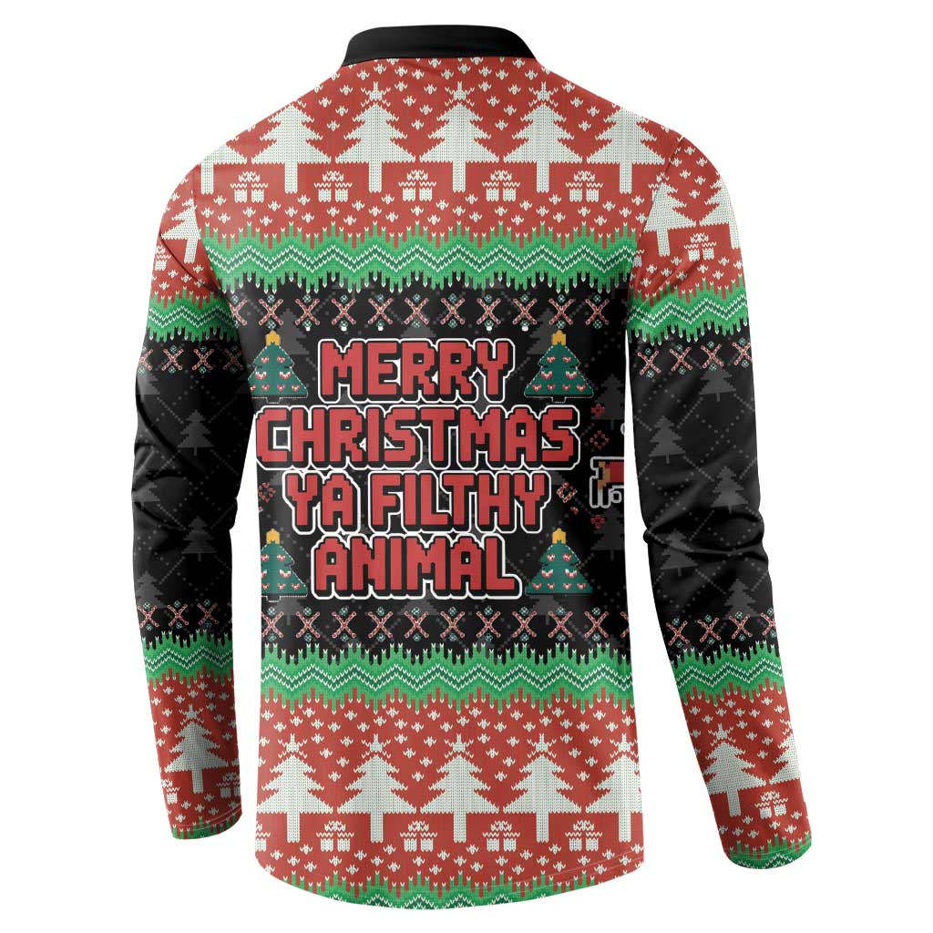 Merry Christmas Ya Filthy Animal Button Sweatshirt Retro Christmas Humor - Wonder Print Shop