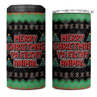 Merry Christmas Ya Filthy Animal 4 in 1 Can Cooler Tumbler Retro Christmas Humor - Wonder Print Shop
