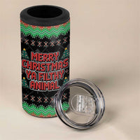 Merry Christmas Ya Filthy Animal 4 in 1 Can Cooler Tumbler Retro Christmas Humor - Wonder Print Shop