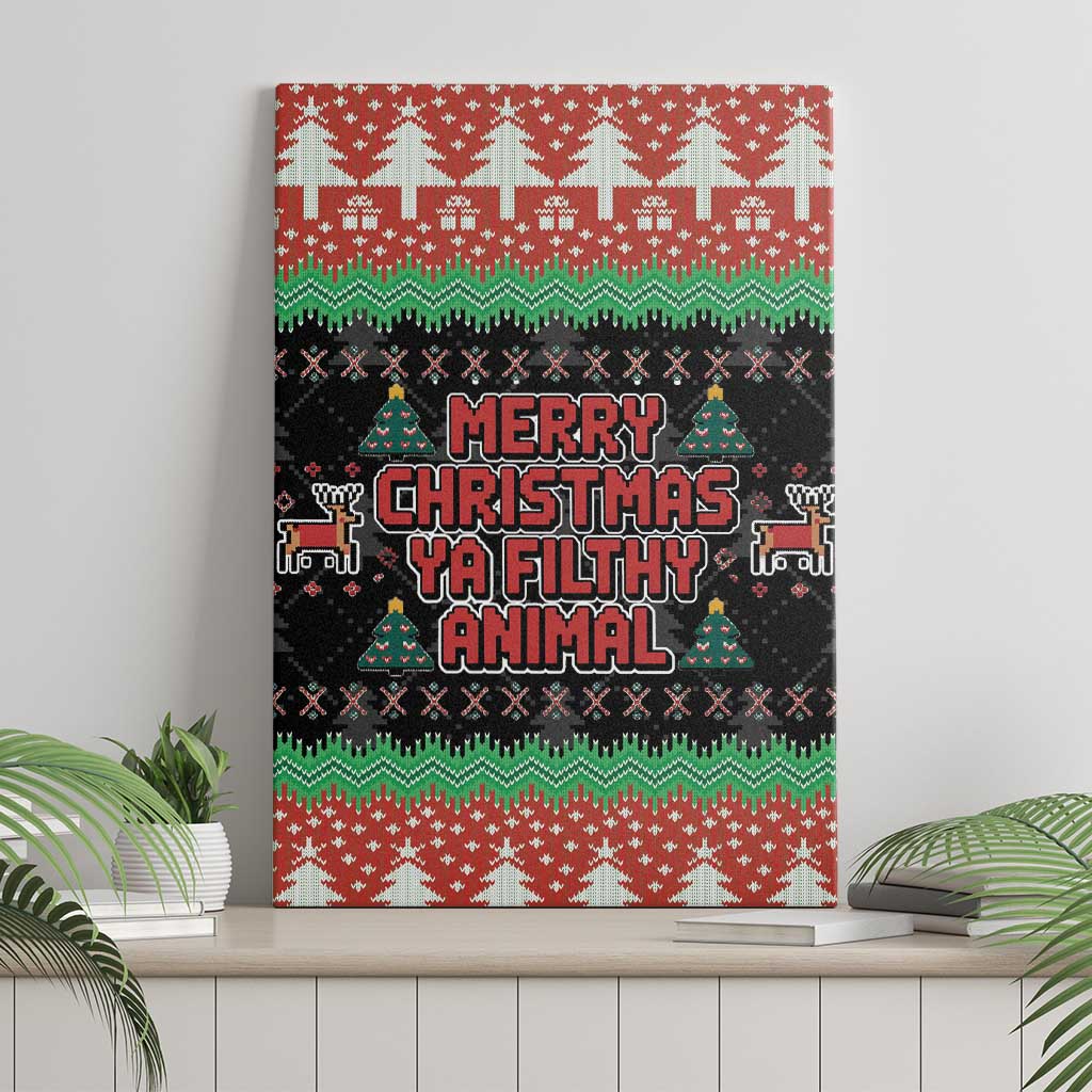 Merry Christmas Ya Filthy Animal Canvas Wall Art Retro Christmas Humor - Wonder Print Shop