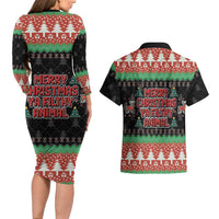 Merry Christmas Ya Filthy Animal Couples Matching Long Sleeve Bodycon Dress and Hawaiian Shirt Retro Christmas Humor - Wonder Print Shop