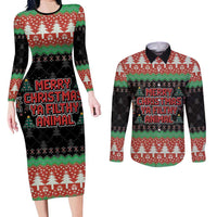 Merry Christmas Ya Filthy Animal Couples Matching Long Sleeve Bodycon Dress and Long Sleeve Button Shirt Retro Christmas Humor - Wonder Print Shop