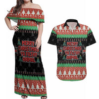 Merry Christmas Ya Filthy Animal Couples Matching Off Shoulder Maxi Dress and Hawaiian Shirt Retro Christmas Humor - Wonder Print Shop
