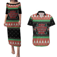 Merry Christmas Ya Filthy Animal Couples Matching Puletasi and Hawaiian Shirt Retro Christmas Humor - Wonder Print Shop