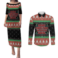 Merry Christmas Ya Filthy Animal Couples Matching Puletasi and Long Sleeve Button Shirt Retro Christmas Humor - Wonder Print Shop