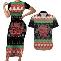 Merry Christmas Ya Filthy Animal Couples Matching Short Sleeve Bodycon Dress and Hawaiian Shirt Retro Christmas Humor - Wonder Print Shop