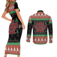 Merry Christmas Ya Filthy Animal Couples Matching Short Sleeve Bodycon Dress and Long Sleeve Button Shirt Retro Christmas Humor - Wonder Print Shop