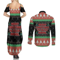 Merry Christmas Ya Filthy Animal Couples Matching Summer Maxi Dress and Long Sleeve Button Shirt Retro Christmas Humor - Wonder Print Shop