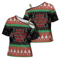 Merry Christmas Ya Filthy Animal Cross Shoulder Shirt Retro Christmas Humor - Wonder Print Shop
