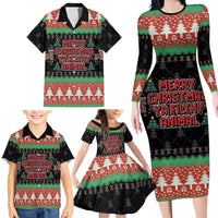 Merry Christmas Ya Filthy Animal Family Matching Long Sleeve Bodycon Dress and Hawaiian Shirt Retro Christmas Humor - Wonder Print Shop