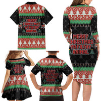 Merry Christmas Ya Filthy Animal Family Matching Long Sleeve Bodycon Dress and Hawaiian Shirt Retro Christmas Humor - Wonder Print Shop