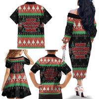 Merry Christmas Ya Filthy Animal Family Matching Off The Shoulder Long Sleeve Dress and Hawaiian Shirt Retro Christmas Humor - Wonder Print Shop