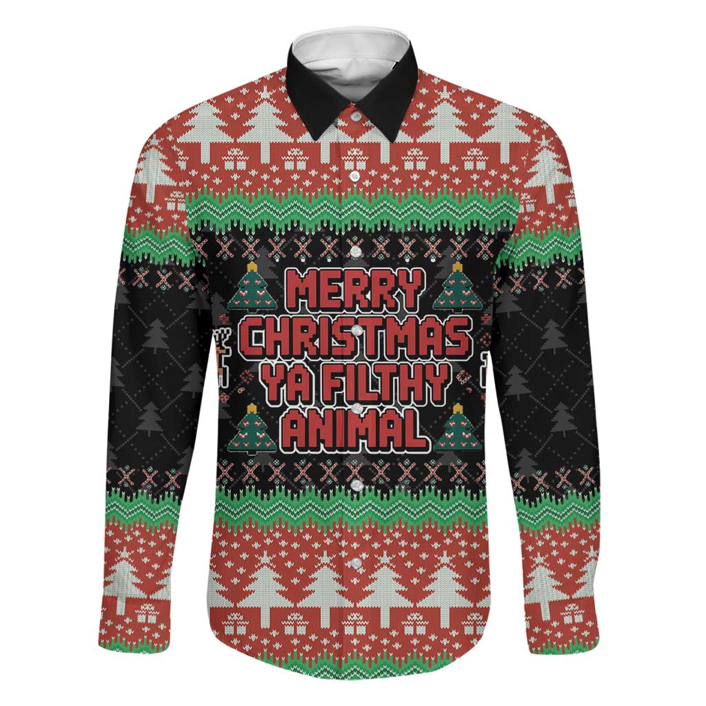 Merry Christmas Ya Filthy Animal Family Matching Off Shoulder Maxi Dress and Hawaiian Shirt Retro Christmas Humor - Wonder Print Shop