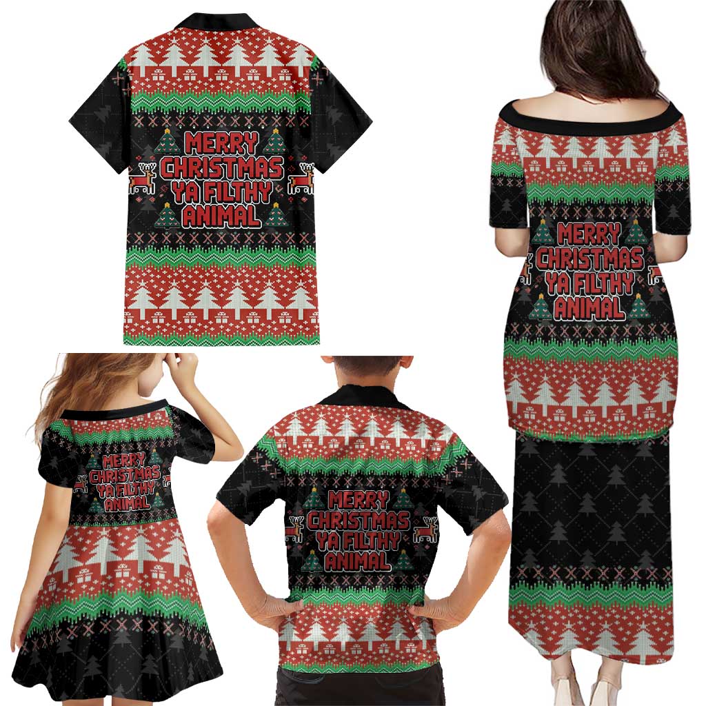 Merry Christmas Ya Filthy Animal Family Matching Puletasi and Hawaiian Shirt Retro Christmas Humor - Wonder Print Shop